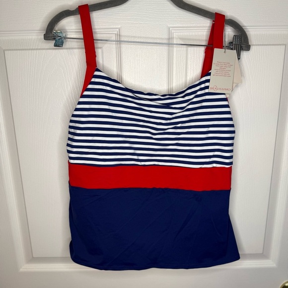 Bravissimo Red White Blue Color Block Tankini Top with Underwire Size 34HH NWT - Picture 3 of 11